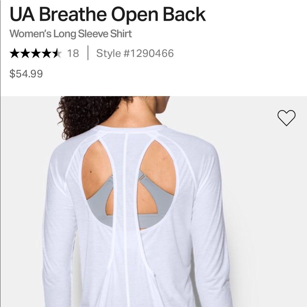 UA Breathe Open Back L/S Top - White - Med